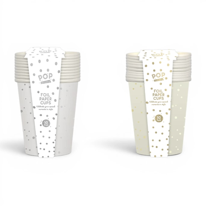 Wholesale Metallic Foil Print Paper Cups 10pk | Wholesale Direct