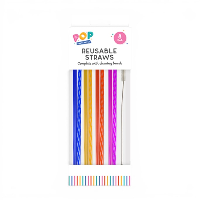 Wholesale Multicolour Reusable Straws 8pk | Wholesale Direct