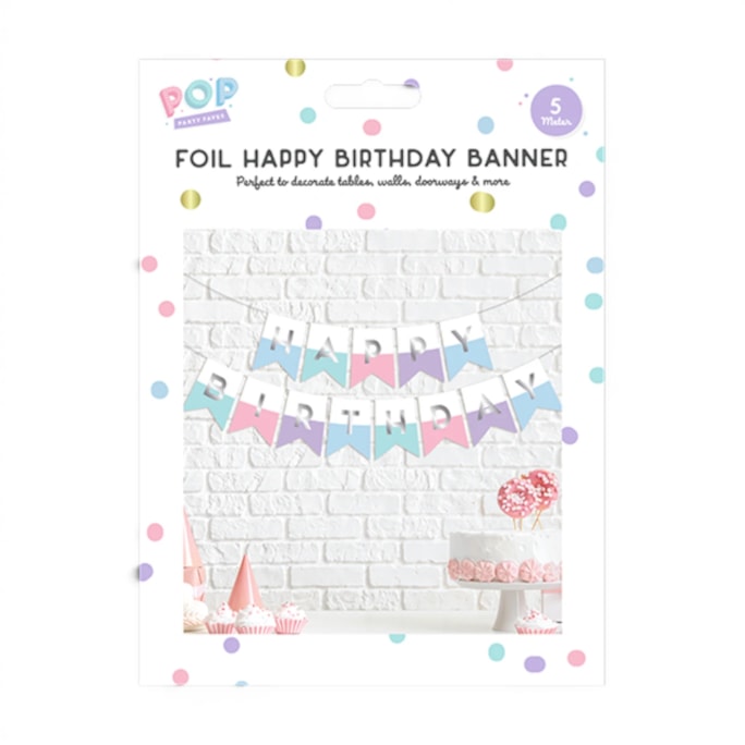 Wholesale Pastel Multicolour Foiled Card Happy Birthday Banner 5M | Wholesale Direct Wholesale Pastel Multicolour Foiled Card Happy Birthday Banner 5M | Wholesale Direct