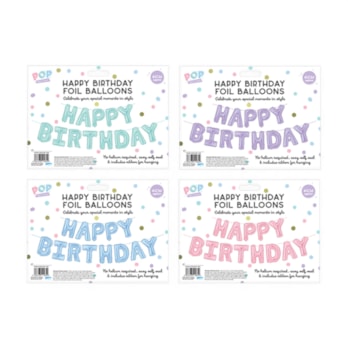 Wholesale Pastel Happy Birthday Foil Balloons 41cm | Wholesale Direct