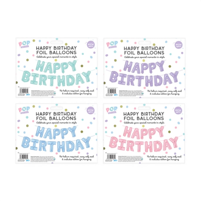 Wholesale Pastel Happy Birthday Foil Balloons 41cm | Wholesale Direct