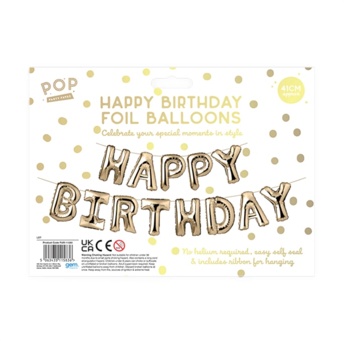Wholesale Metallic Happy Birthday Foil Balloons 41cm | Wholesale Direct