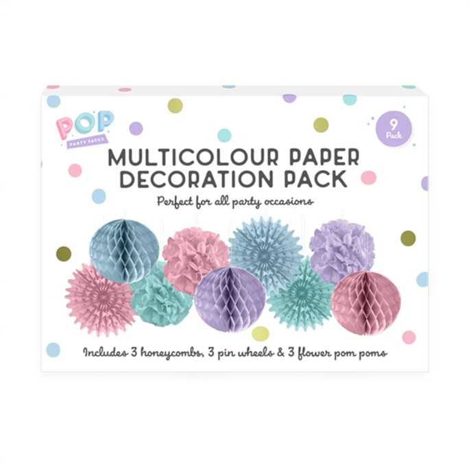 Wholesale Pastel Multicolour Paper Decoration Pack 9pk CDU | Wholesale Direct Wholesale Pastel Multicolour Paper Decoration Pack 9pk CDU | Wholesale Direct