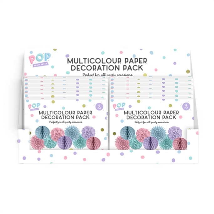 Wholesale Pastel Multicolour Paper Decoration Pack 9pk CDU | Wholesale Direct Wholesale Pastel Multicolour Paper Decoration Pack 9pk CDU | Wholesale Direct