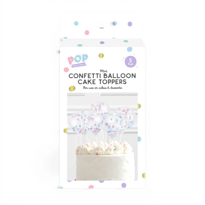 Wholesale Pastel Mini Confetti Balloon Cake Toppers 5pk | Wholesale Direct