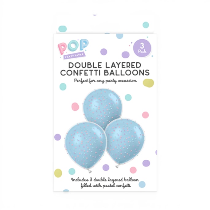 Wholesale Pastel Double Layered Confetti Balloons 3pk | Wholesale Direct