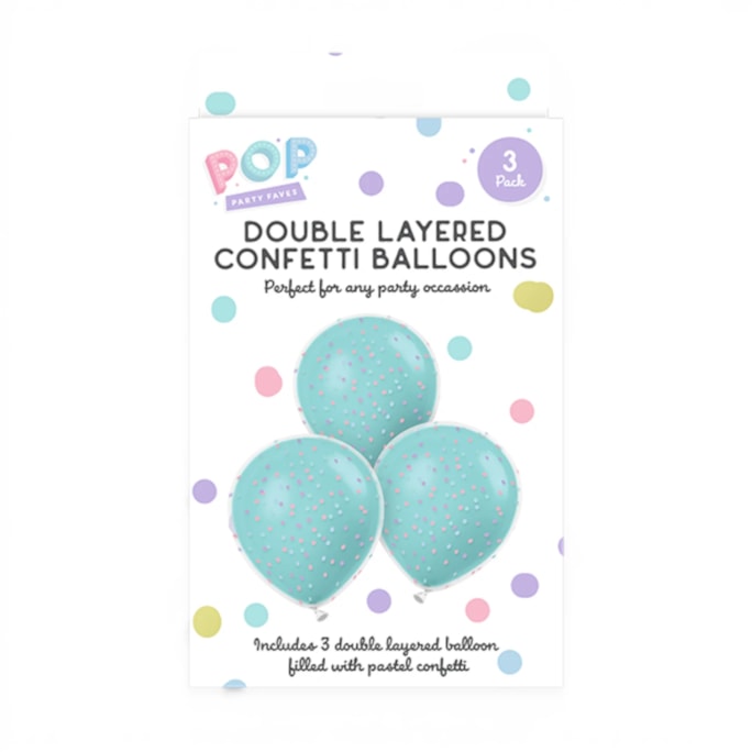 Wholesale Pastel Double Layered Confetti Balloons 3pk | Wholesale Direct