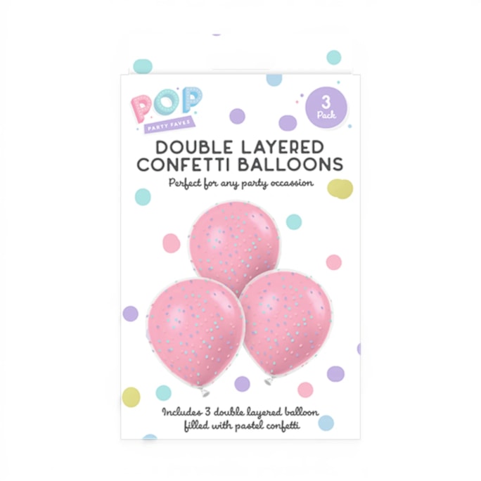 Wholesale Pastel Double Layered Confetti Balloons 3pk | Wholesale Direct