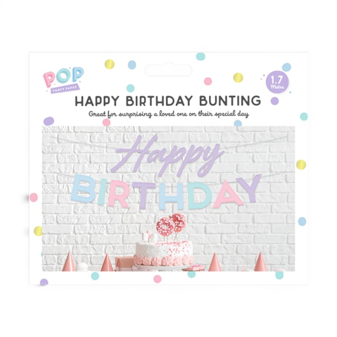 Wholesale Pastel Happy Birthday Bunting | Wholesale Direct Wholesale Pastel Happy Birthday Bunting | Wholesale Direct