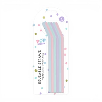 Wholesale Pastel Reusable Straws 6pk CDU | Wholesale Direct