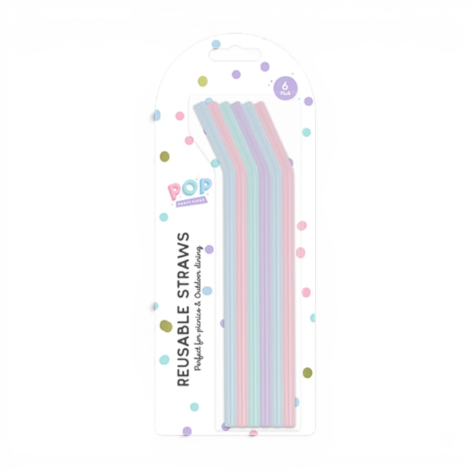 Wholesale Pastel Reusable Straws 6pk CDU | Wholesale Direct