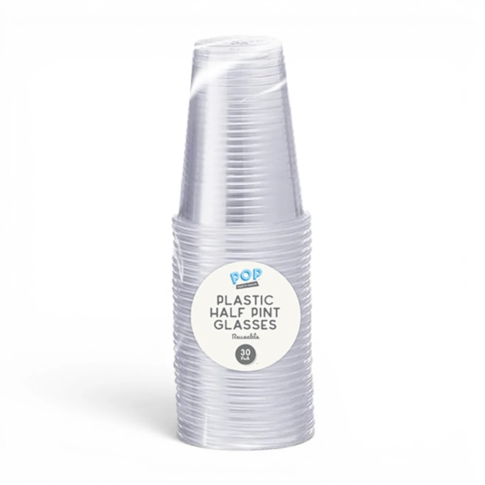 Wholesale Reusable Plastic Half Pint Glasses 30pk | Wholesale Direct