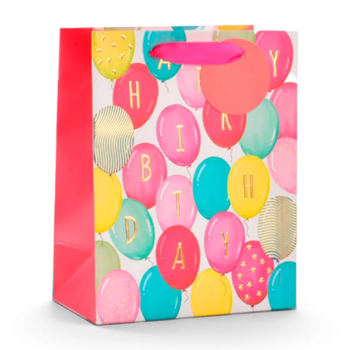 Wholesale Girls Foiled Embossed Happy Birthday Medium Gift Bag 26x32x12cm | Wholesale Direct