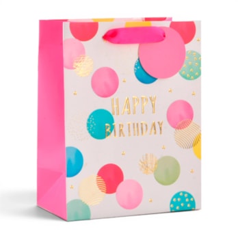 Wholesale Girls Foiled Embossed Happy Birthday Large Gift Bag  30x42x12cm | Wholesale Direct