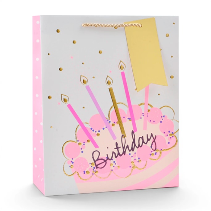 Wholesale Girls Foiled Embossed Birthday Medium Gift Bag 26x32x12cm | Wholesale Direct