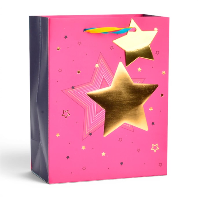 Wholesale Colourful Star Foiled Medium Gift Bag 26x32x12cm | Wholesale Direct