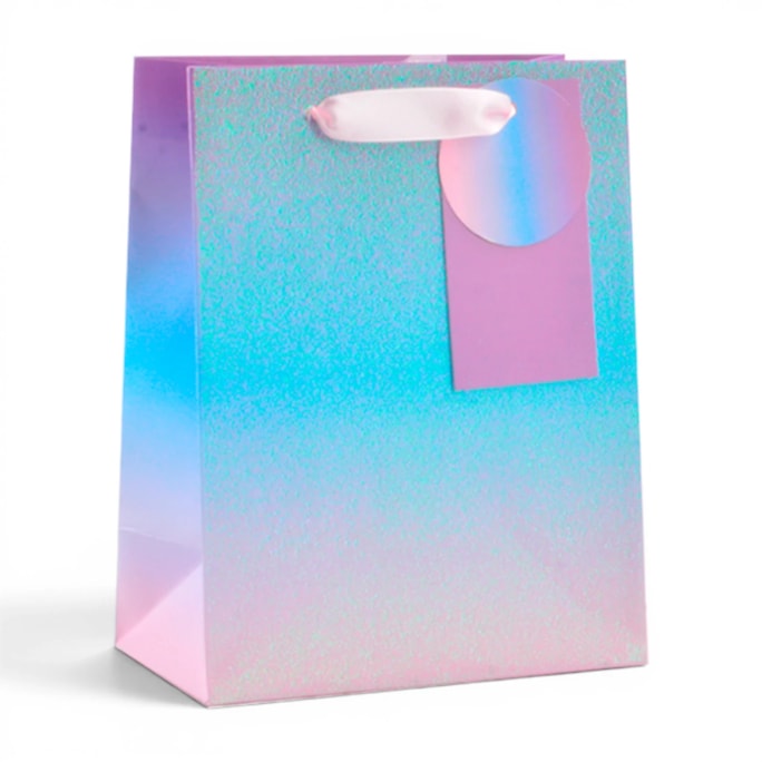 Wholesale Ombre Iridescent Glitter Medium Gift Bag 26x32x12cm | Wholesale Direct