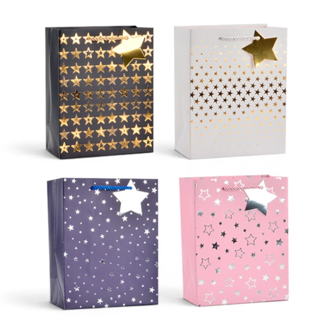 Wholesale Foiled Star Medium Gift Bag 26x32x12cm | Wholesale Direct