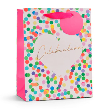 Wholesale Confetti Detail Foiled Medium Gift Bag 26x32x12cm | Wholesale Direct
