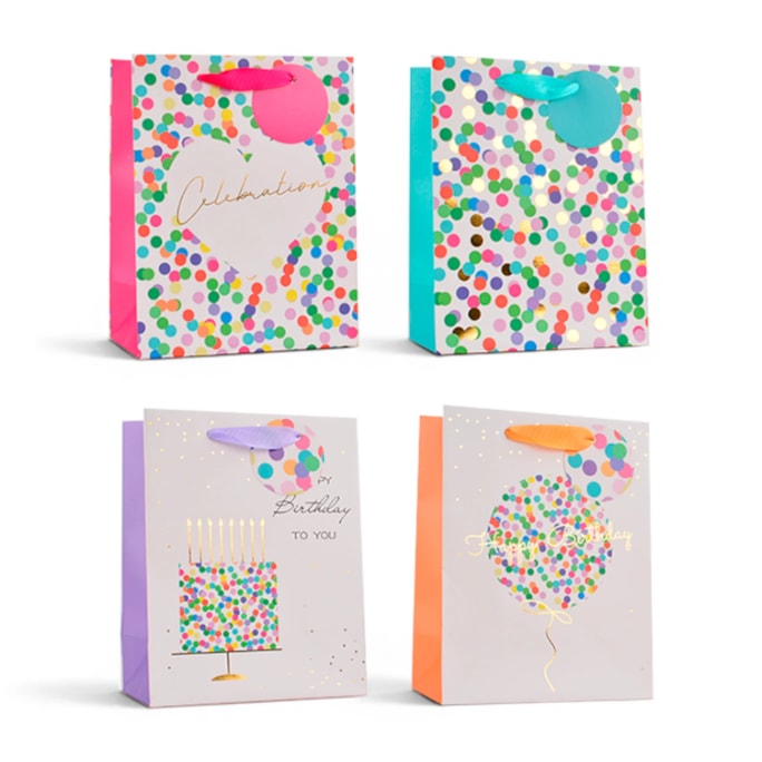 Wholesale Confetti Detail Foiled Medium Gift Bag 26x32x12cm | Wholesale Direct