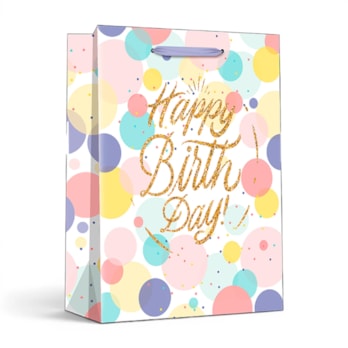 Wholesale Pastel Glitter Happy Birthday Large Gift Bag 30x42x12cm | Wholesale Direct