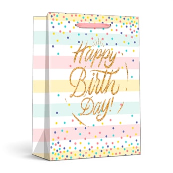 Wholesale Pastel Glitter Happy Birthday Large Gift Bag 30x42x12cm | Wholesale Direct Wholesale Pastel Glitter Happy Birthday Large Gift Bag 30x42x12cm | Wholesale Direct