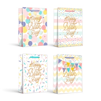 Wholesale Pastel Glitter Happy Birthday Large Gift Bag 30x42x12cm | Wholesale Direct Wholesale Pastel Glitter Happy Birthday Large Gift Bag 30x42x12cm | Wholesale Direct