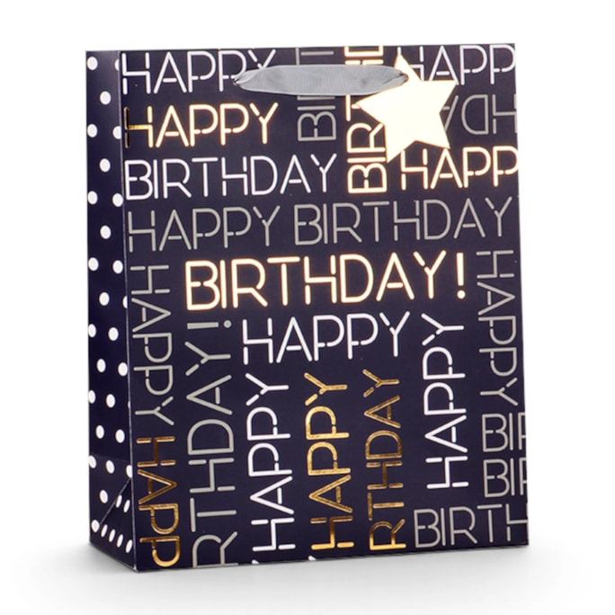 Wholesale Mens Foiled Happy Birthday Large Gift Bag 30x42x12cm | Wholesale Direct Wholesale Mens Foiled Happy Birthday Large Gift Bag 30x42x12cm | Wholesale Direct