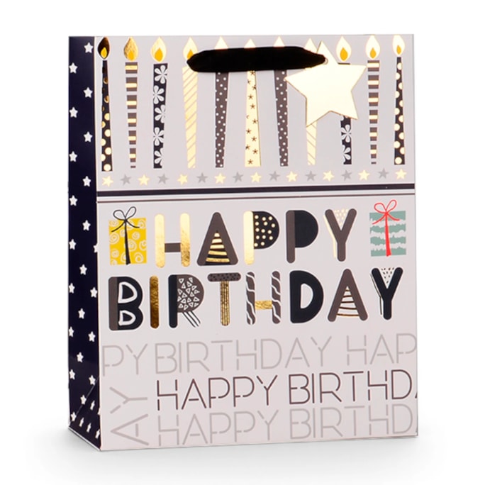 Wholesale Mens Foiled Happy Birthday Large Gift Bag 30x42x12cm | Wholesale Direct
