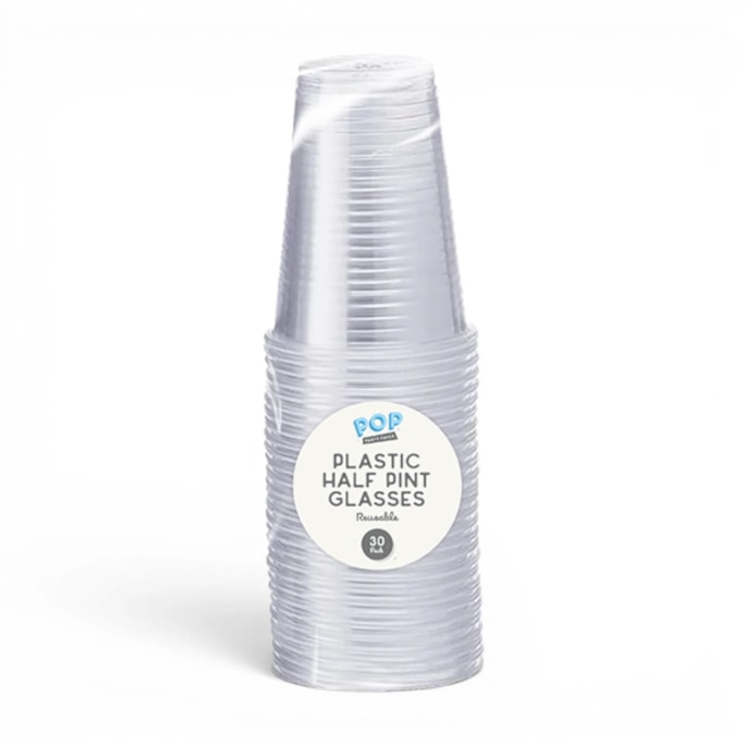 Wholesale Reusable Plastic Half Pint Glasses 30pk | Wholesale Direct