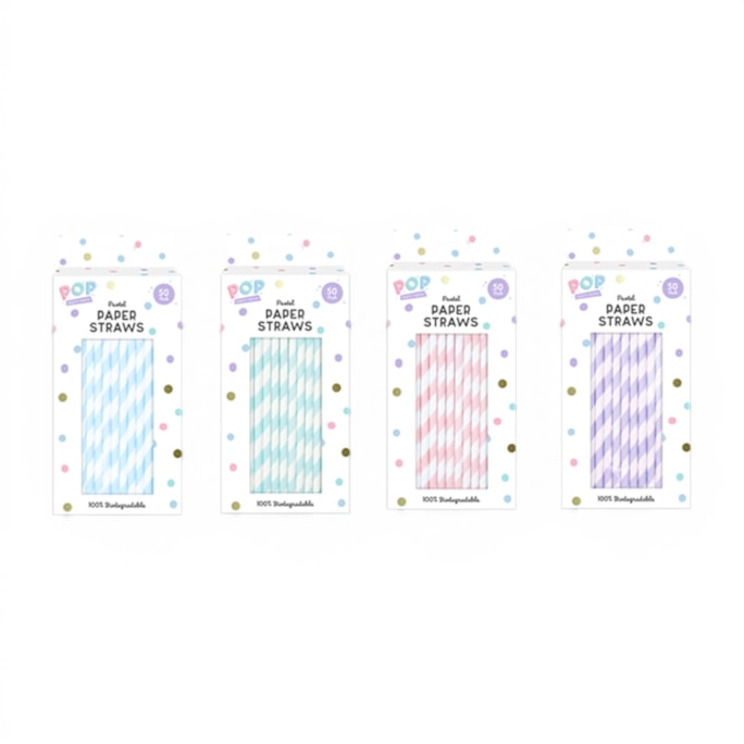 Wholesale Paper Straws Pastel 50pk | Wholesale Direct
