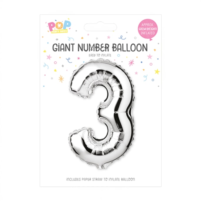 Wholesale Silver Foil Number Balloon 65cm | Wholesale Direct