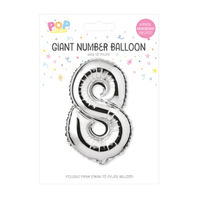 Wholesale Silver Foil Number Balloon 65cm | Wholesale Direct
