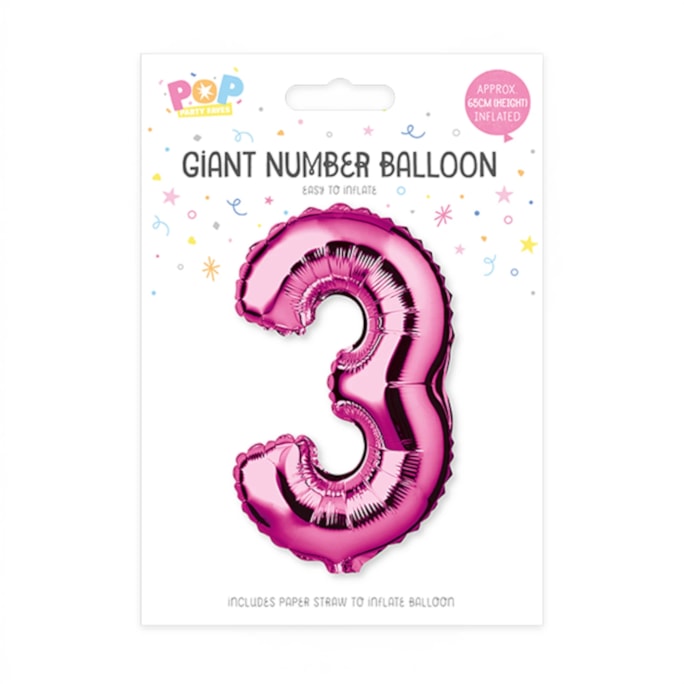 Wholesale Pink Foil Number Balloon 65cm | Wholesale Direct