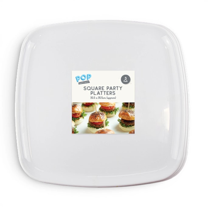 Wholesale Square Party Platters 3pk | Wholesale Direct