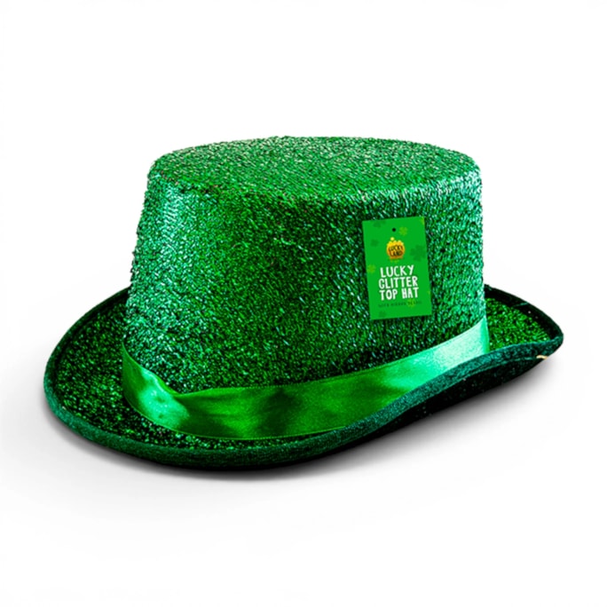 Wholesale St. Patrick's Day Green Glitter Top Hat 11cm x 11.5cm | Wholesale Direct