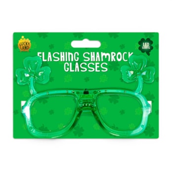 Wholesale St. Patrick's Day Flashing LED Shamrock Glasses | Wholesale Direct