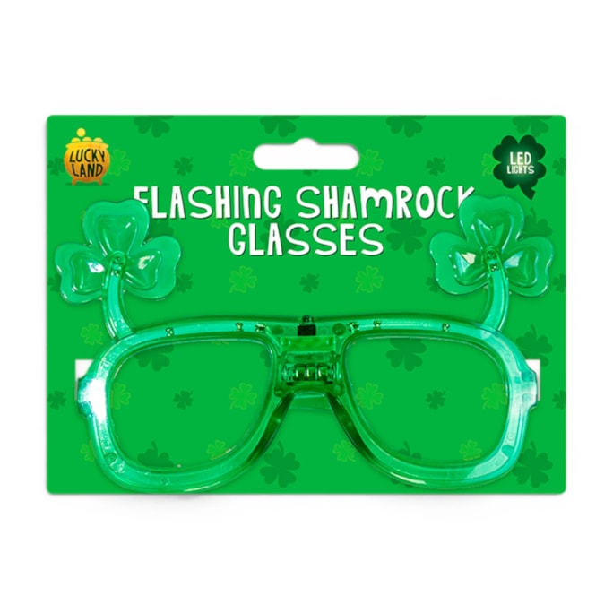 Wholesale St. Patrick's Day Flashing LED Shamrock Glasses | Wholesale Direct