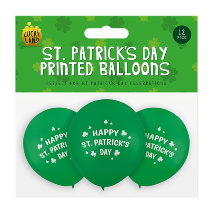 Wholesale St. Patrick's Day Printed Balloons 9" 12 Pack | Wholesale Direct