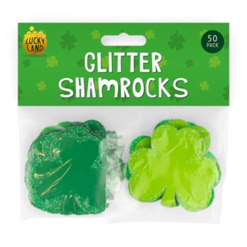 Wholesale St. Patrick's Day Glitter Card Shamrocks 50 Pack | Wholesale Direct Wholesale St. Patrick's Day Glitter Card Shamrocks 50 Pack | Wholesale Direct