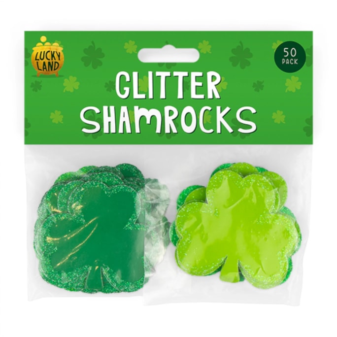 Wholesale St. Patrick's Day Glitter Card Shamrocks 50 Pack | Wholesale Direct Wholesale St. Patrick's Day Glitter Card Shamrocks 50 Pack | Wholesale Direct
