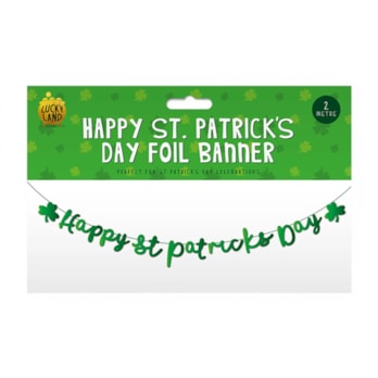 Wholesale Happy St. Patrick's Day Foil Banner 2m | Wholesale Direct
