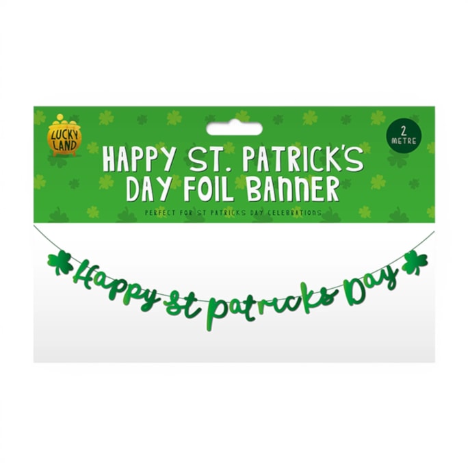 Wholesale Happy St. Patrick's Day Foil Banner 2m | Wholesale Direct