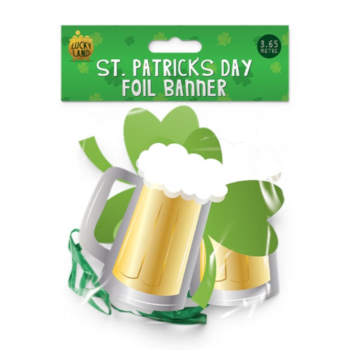 Wholesale St. Patrick's Day Foil Banner 3.65m | Wholesale Direct