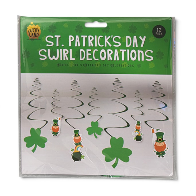Wholesale St. Patrick's Day Card Swirl Decorations 12 Pack | Wholesale Direct