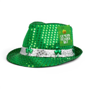 Wholesale St. Patrick's Day Sequin Shamrock Fedora Hat | Wholesale Direct Wholesale St. Patrick's Day Sequin Shamrock Fedora Hat | Wholesale Direct