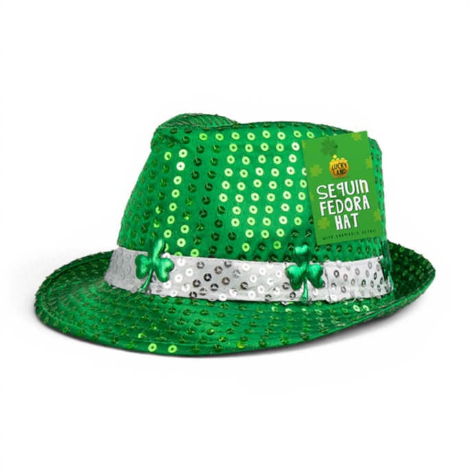 Wholesale St. Patrick's Day Sequin Shamrock Fedora Hat | Wholesale Direct
