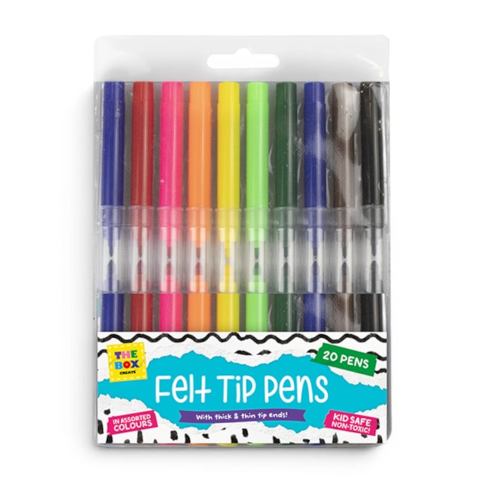 Wholesale Thick & Thin Felt Tip Pens - 20 Pack | Wholesale Direct