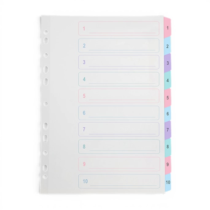 Wholesale Pastel A4 Multicoloured Indexes - 10 Pages | Wholesale Direct