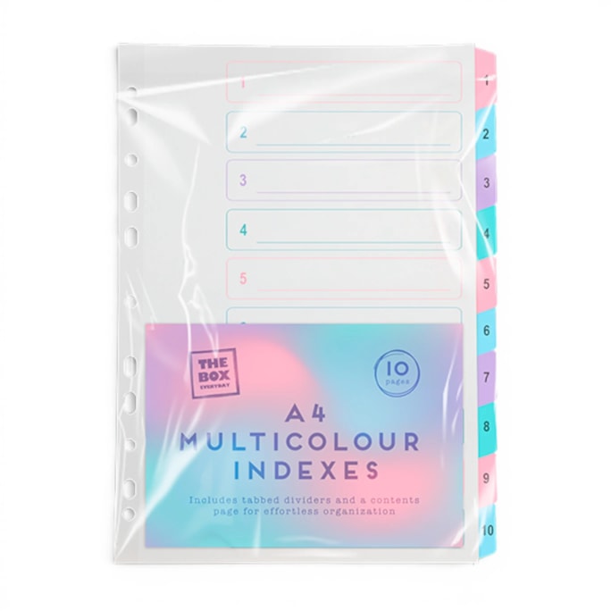 Wholesale Pastel A4 Multicoloured Indexes - 10 Pages | Wholesale Direct